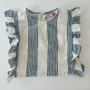 Pink Chicken Navy and White Striped Kids Blouse, 6Y